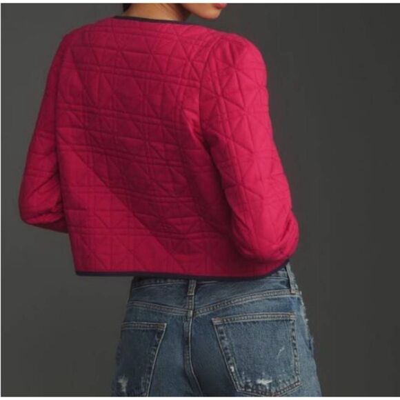 Anthropologie Dolan Linen Bow Front Quilted Lady Jacket Size Medium NWT - Picture 3 of 9